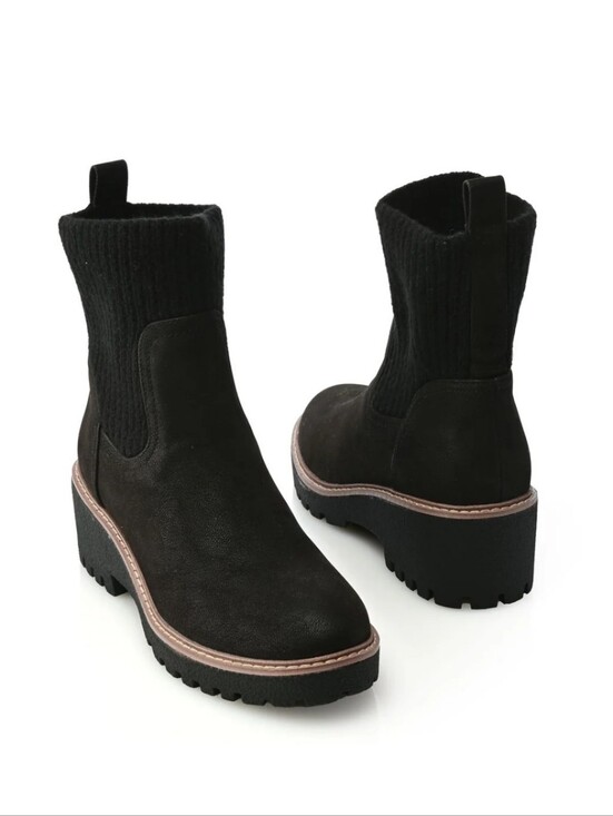 MIA Shoes - NWOT Women's MIA Kara Black Suede Chelsea Boot with Knit Shaft